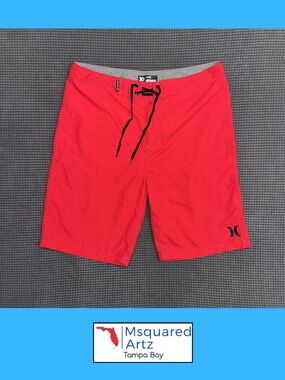 Hurley Red Board Shorts Size 30 Swim Surf Performance Shorts